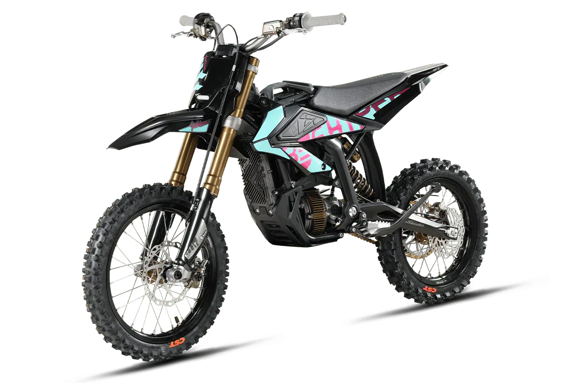 A clean, realistic photograph of a sleek black e-bike cruising along a sunny beach path lined with tall sea grasses