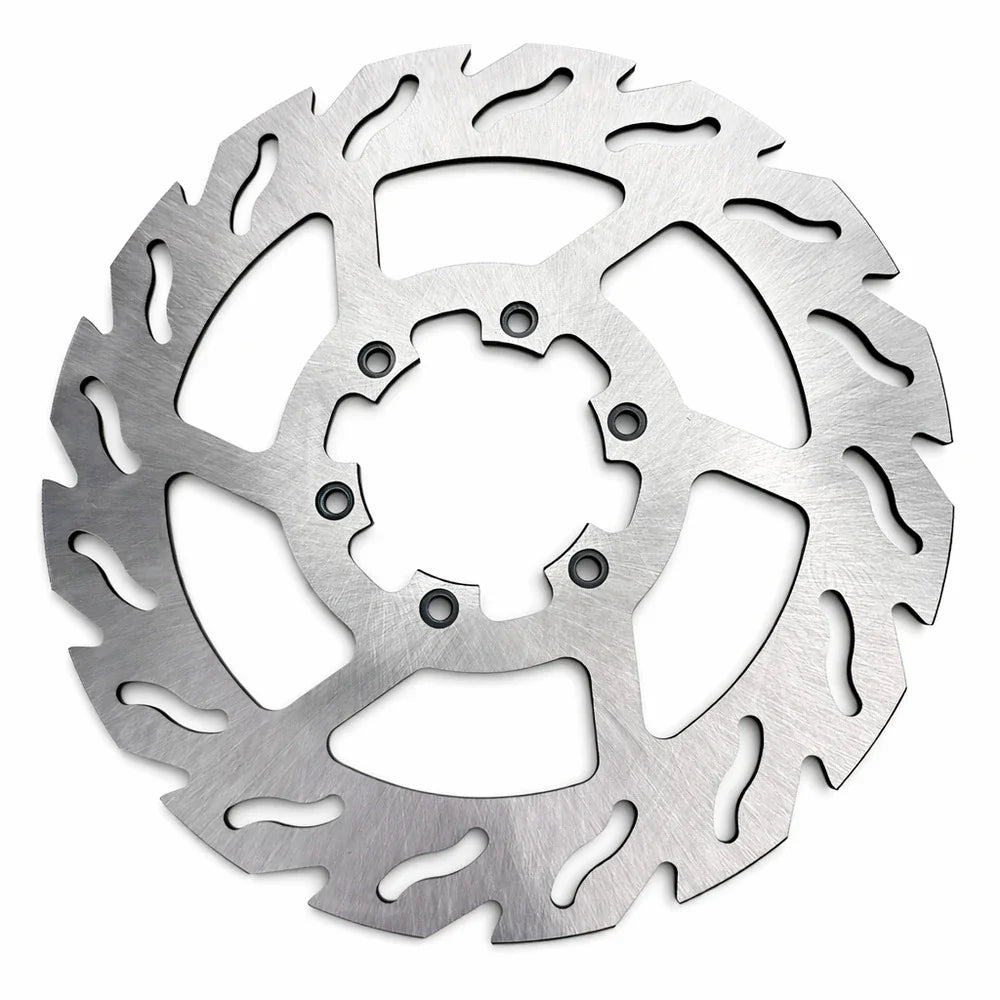 Metallic brake disc on a white background