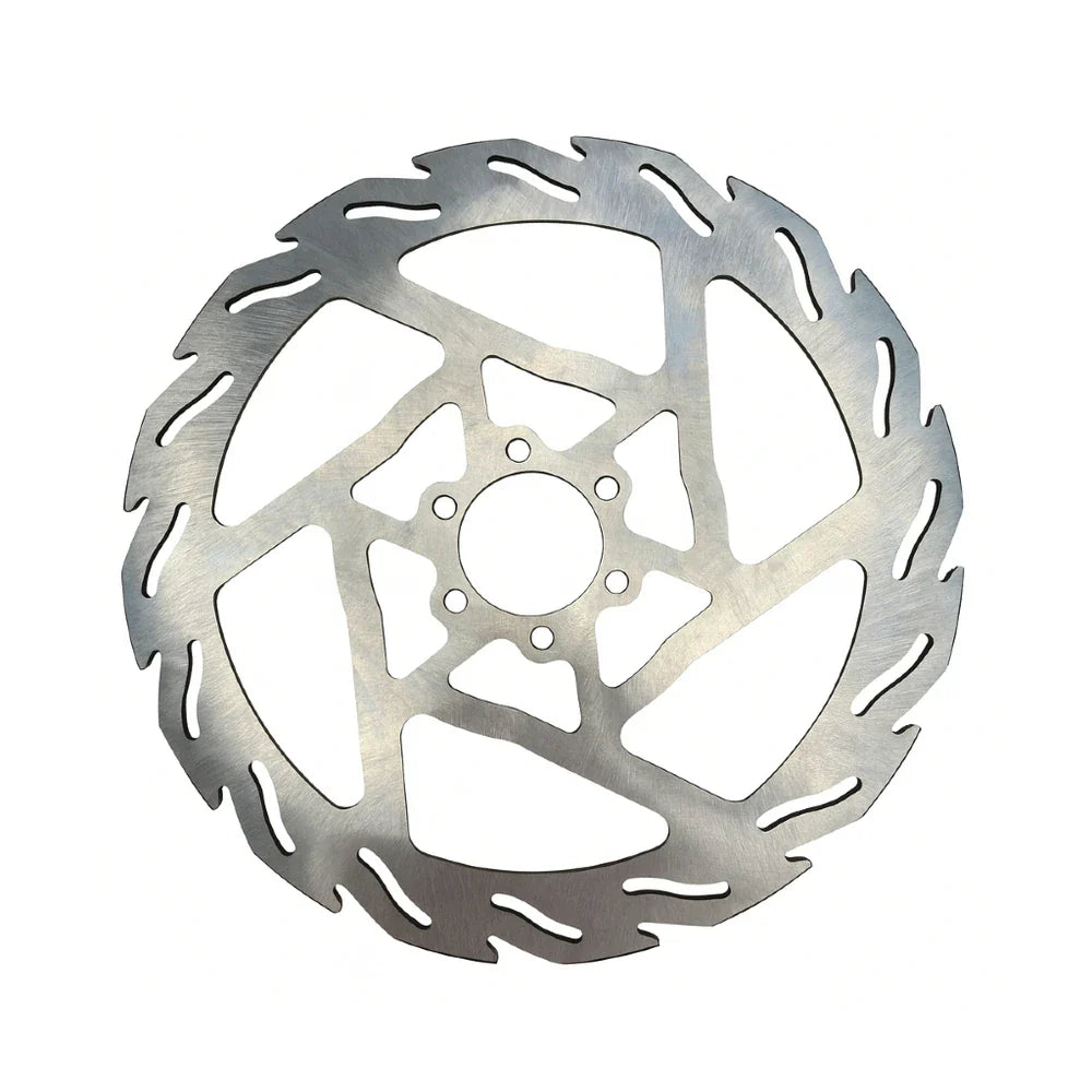 Metallic brake disc on a white background