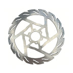 Metallic brake disc on a white background