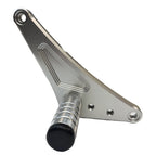 Metal foot lock with textured grip on a white background