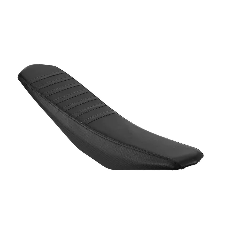 Black motorcycle seat on a white background