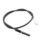 Brake sensor with black cable on a white background