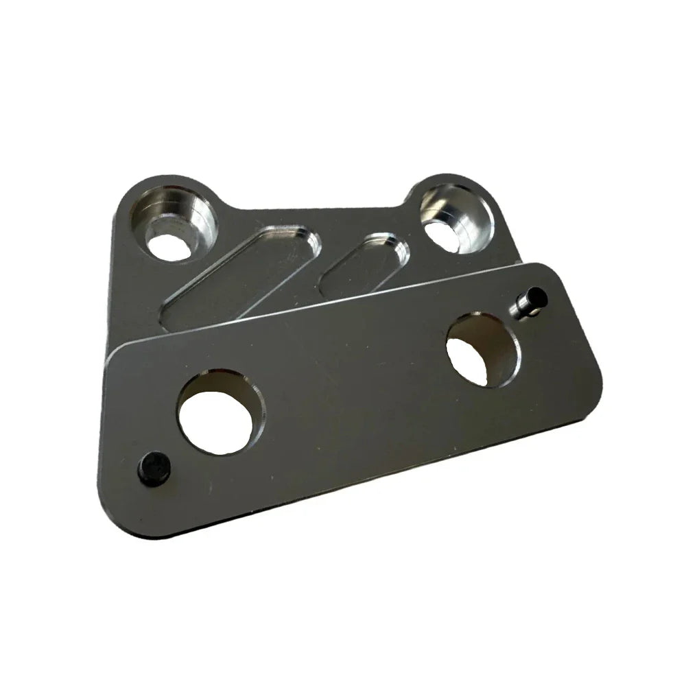Metal bracket with multiple holes on a white background